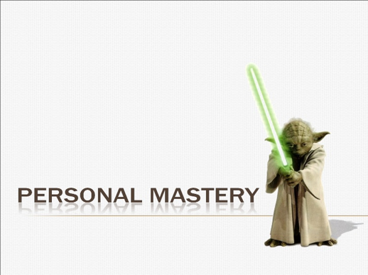 Yoda holding a lightsaber next to the text 'Personal Mastery'