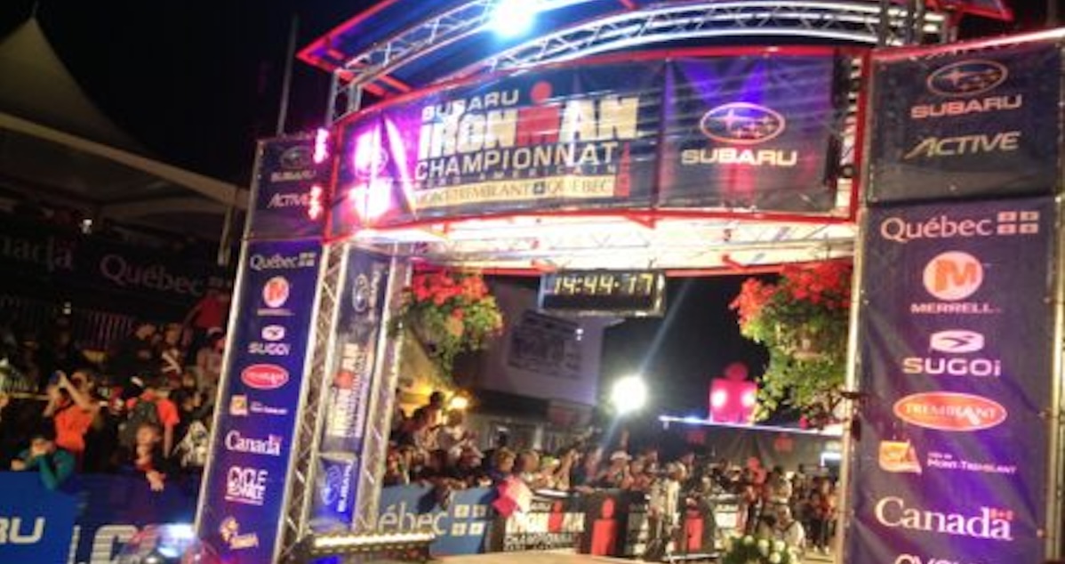 Ironman triathlon finish line, symbolizing finishing the school year strong