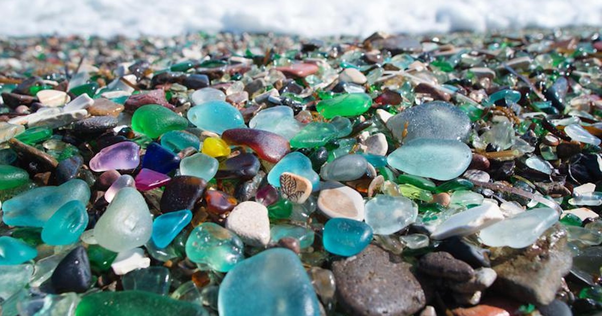 Sea glass collected along a lake shore